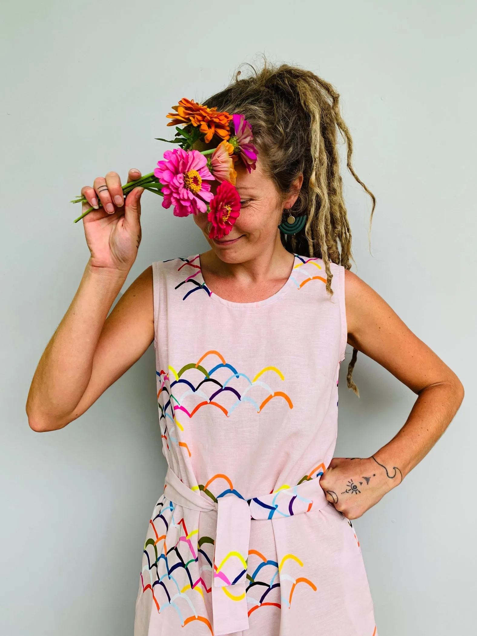 (SAMPLES) Doops Love 100% linen cotton jumpsuit with tie