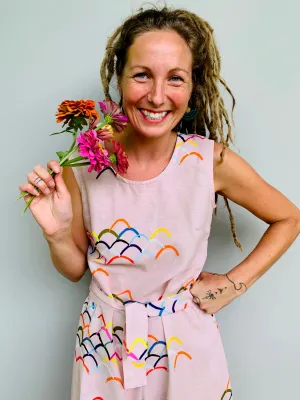 (SAMPLES) Doops Love 100% linen cotton jumpsuit with tie