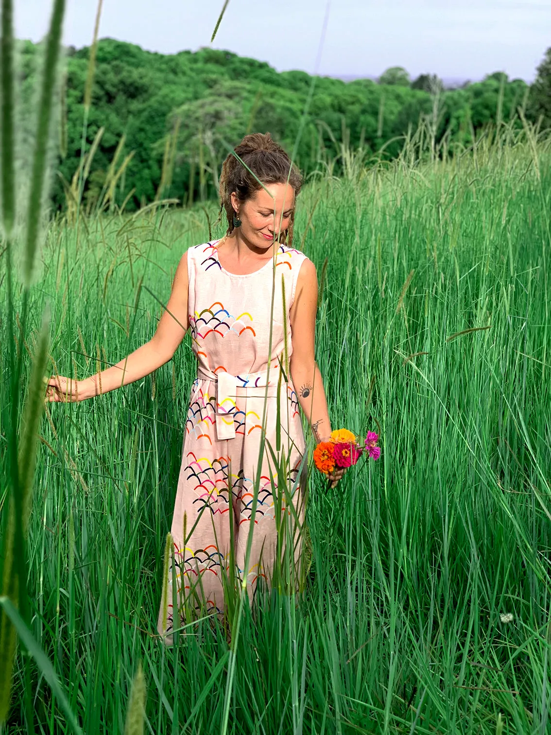 (SAMPLES) Doops Love 100% linen cotton jumpsuit with tie