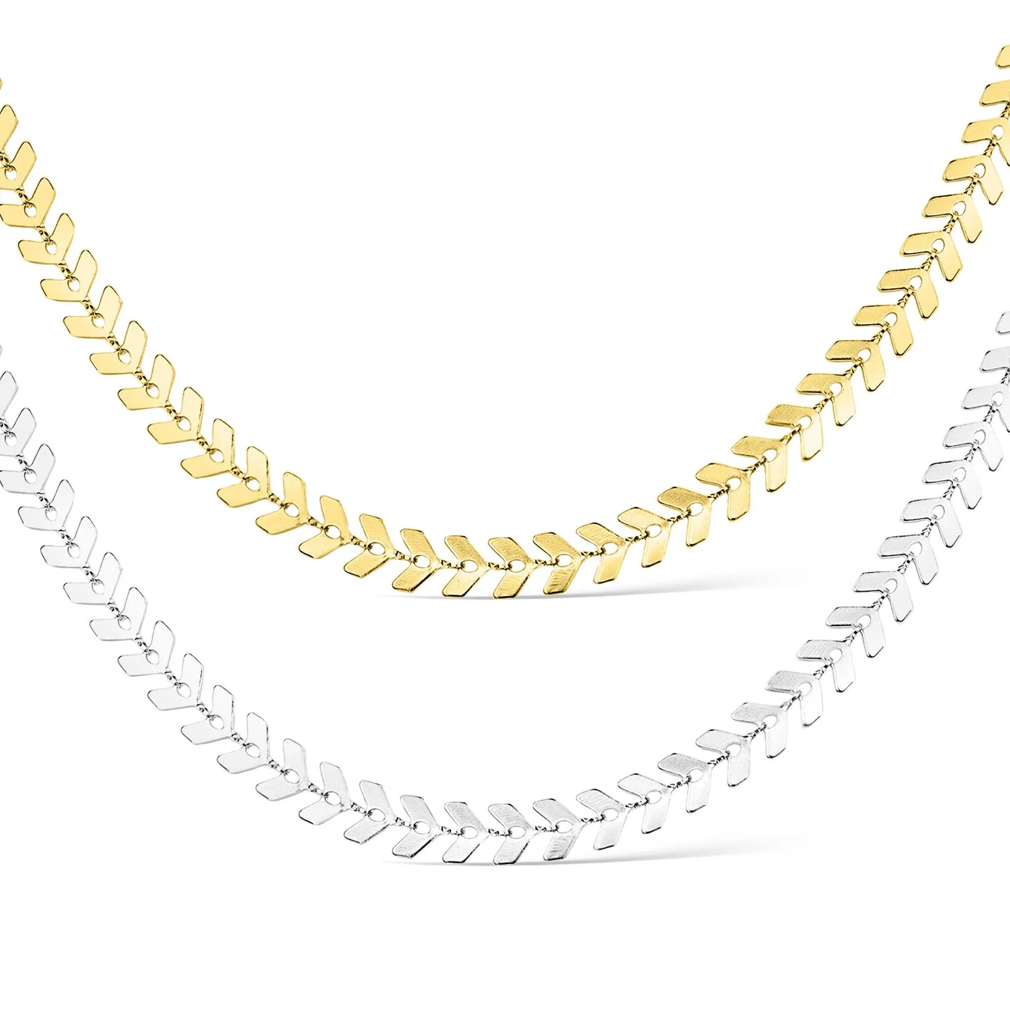 Savannah 18K Gold PVD and Stainless Steel PVD Chevron Chain Necklace