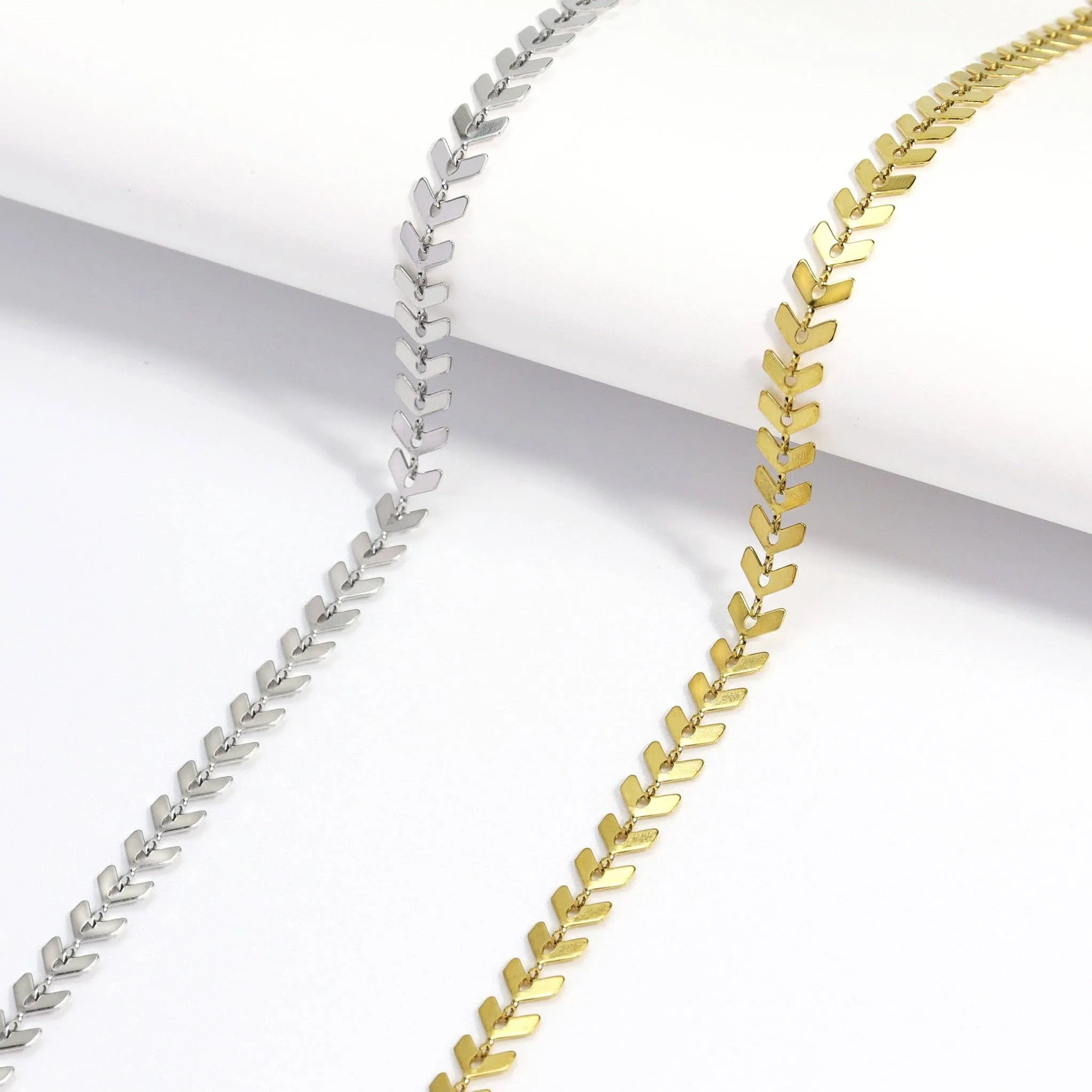 Savannah 18K Gold PVD and Stainless Steel PVD Chevron Chain Necklace