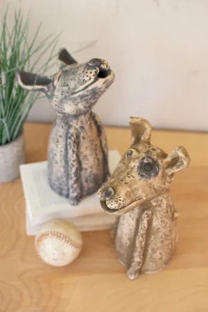 Set of 2 Clay Singing Dogs