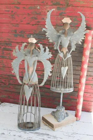 Set of 2 Metal Christmas Angels