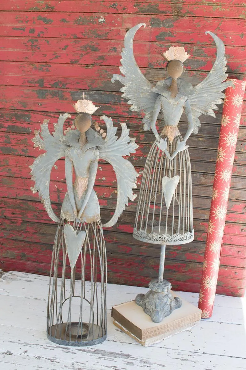 Set of 2 Metal Christmas Angels