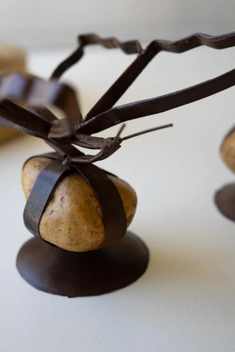 Set of 2 Sister Clara's Butterflies on Caged Rock Bases