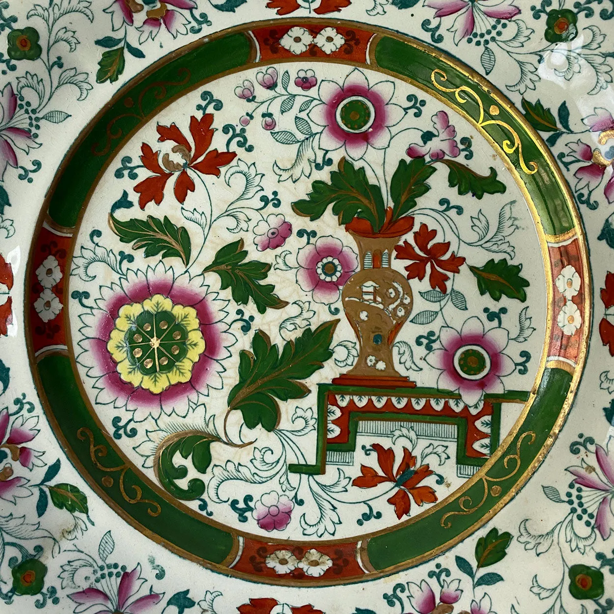 Set Three English Hicks, Meigh & Johnson Ironstone Old Japan Vase Pattern Plates