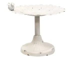 Shabby white distressed ornate mini bird bath