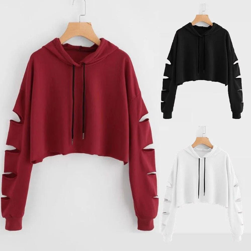 Shredded Crop Hoodie