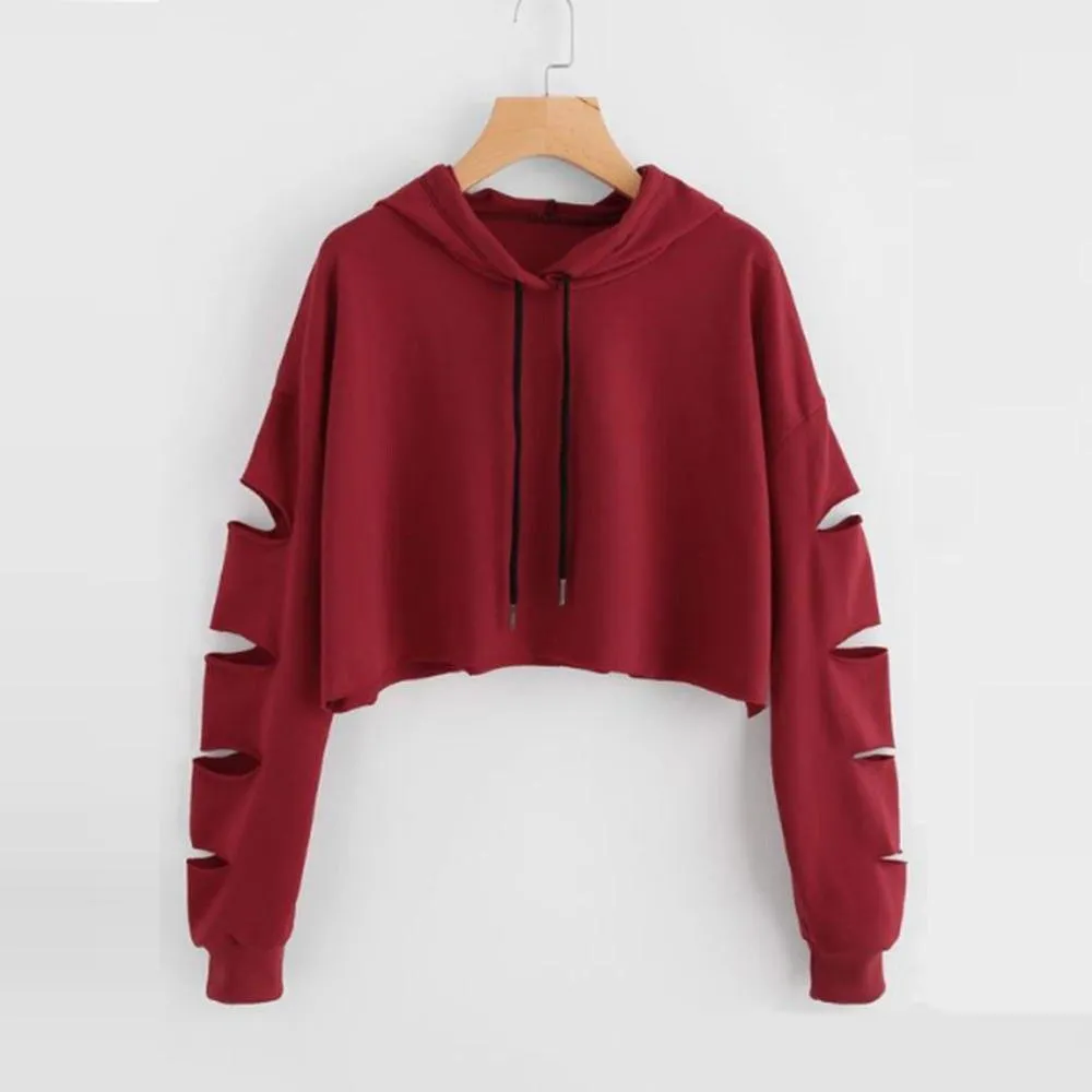 Shredded Crop Hoodie
