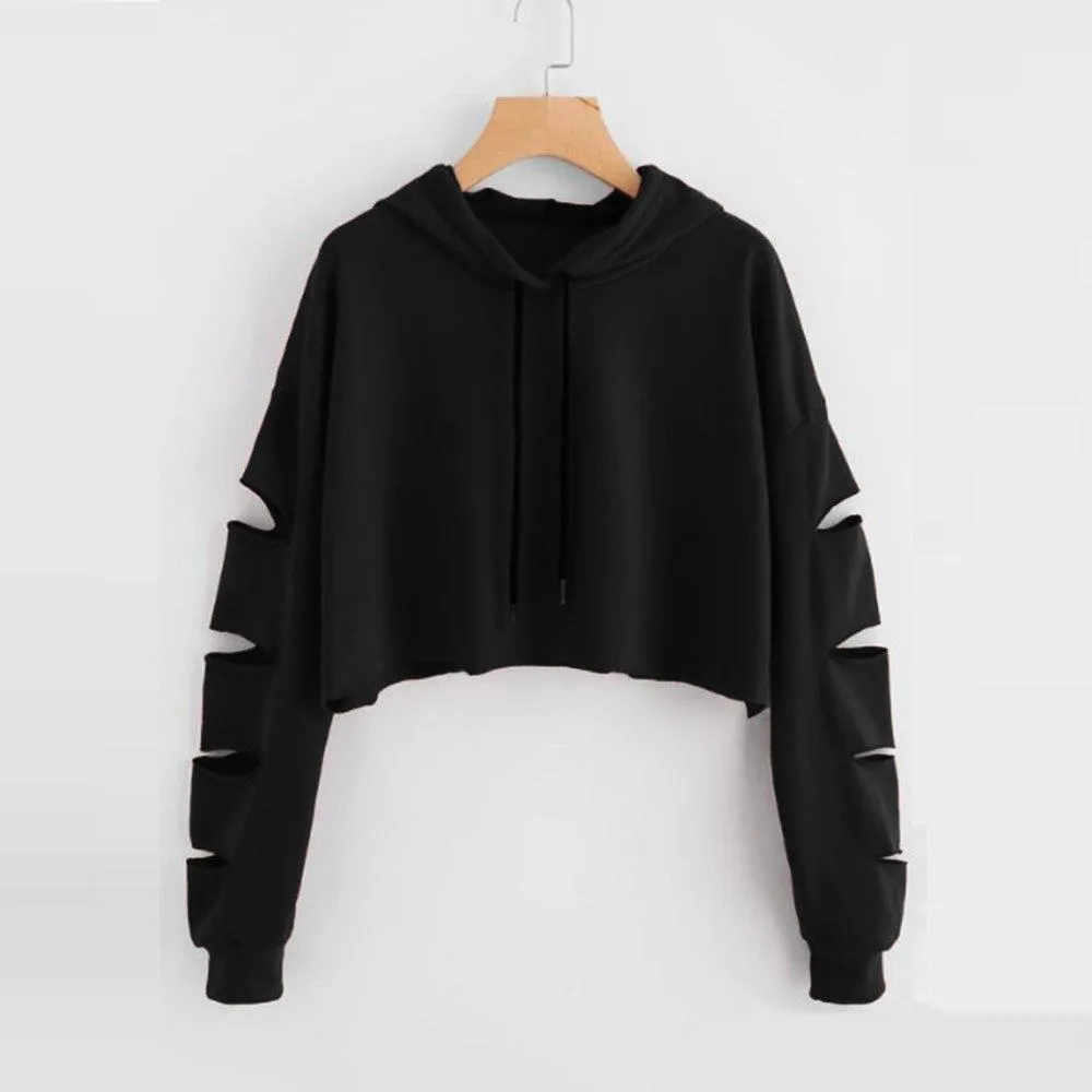 Shredded Crop Hoodie
