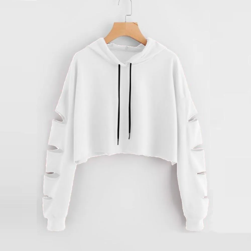 Shredded Crop Hoodie