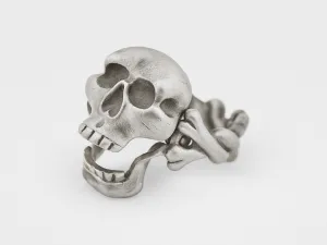 Skull and Crossbones Ring with Hinged Jaw