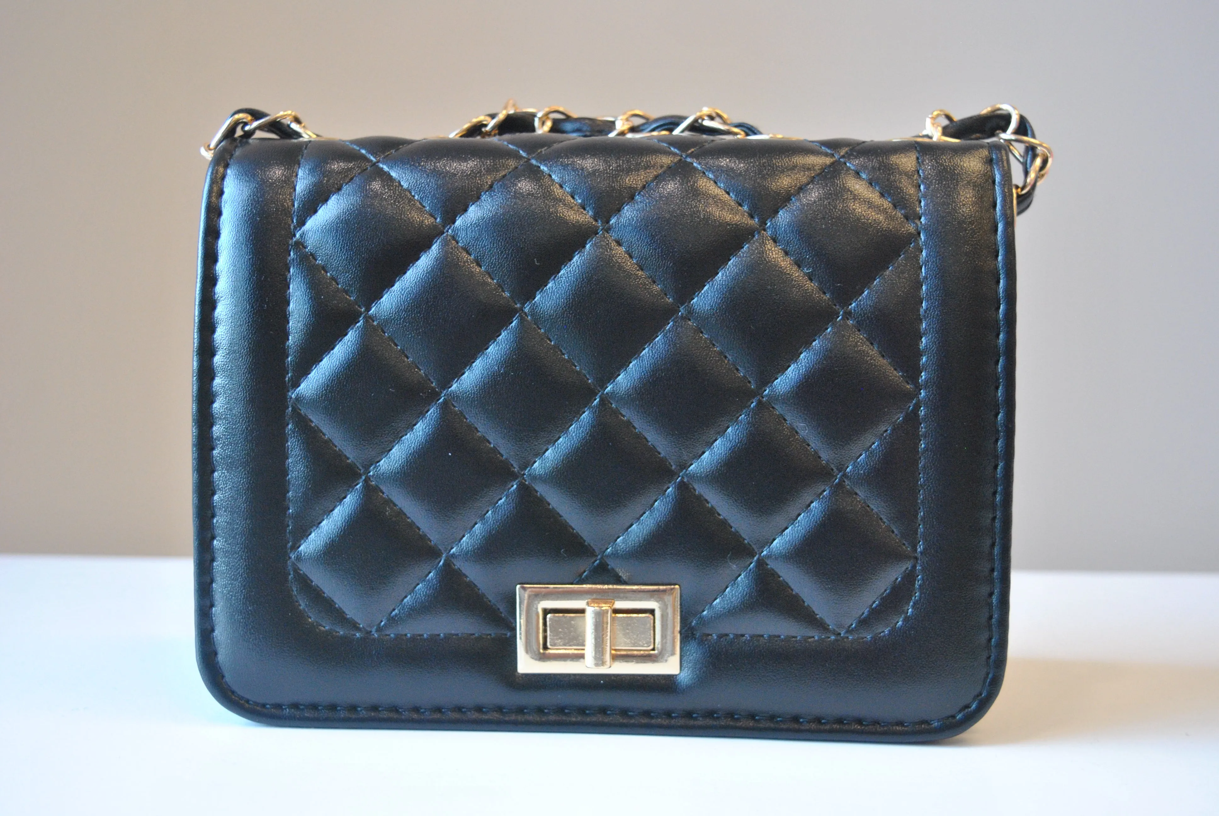 SMALL BLACK GUILTED CROSSBODY BAG