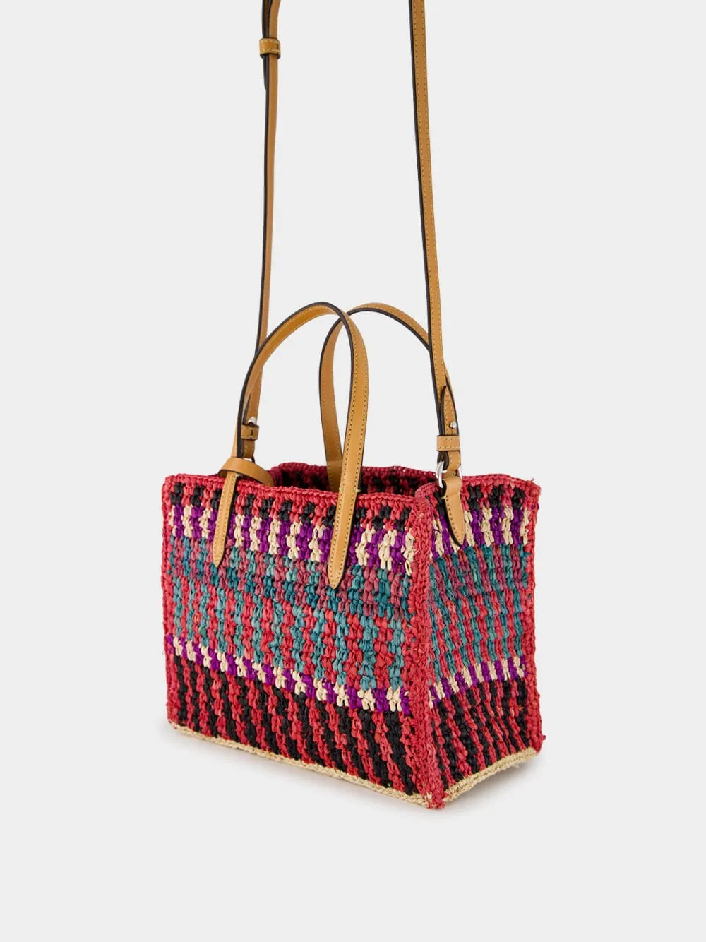 Small Crochet Raffia Tote Bag with VLogo