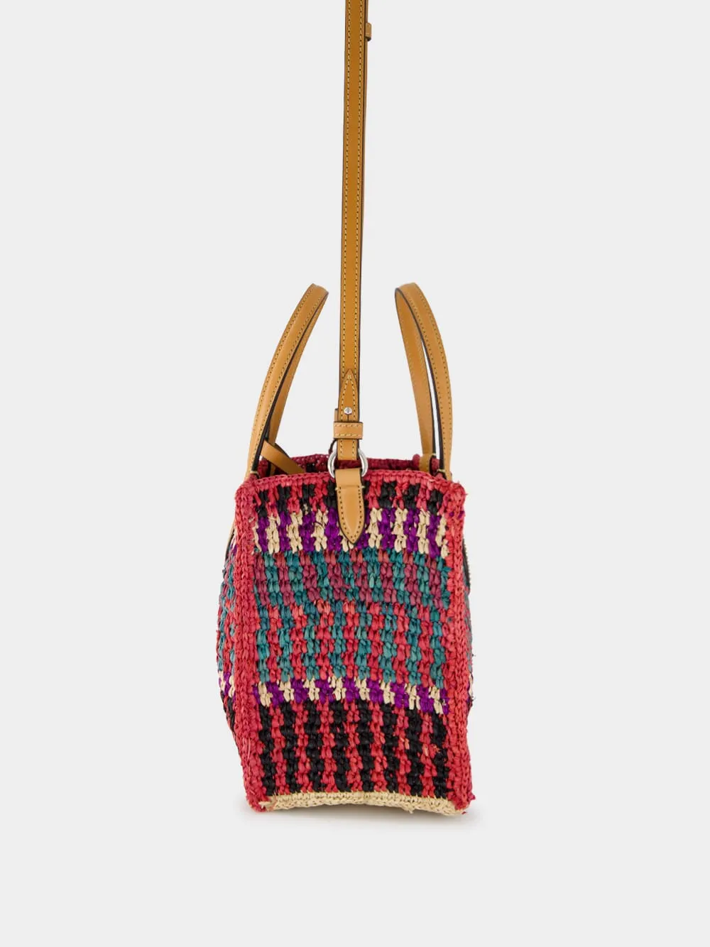 Small Crochet Raffia Tote Bag with VLogo