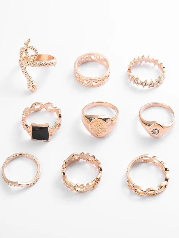 Snake Geometric Decor Ring Set