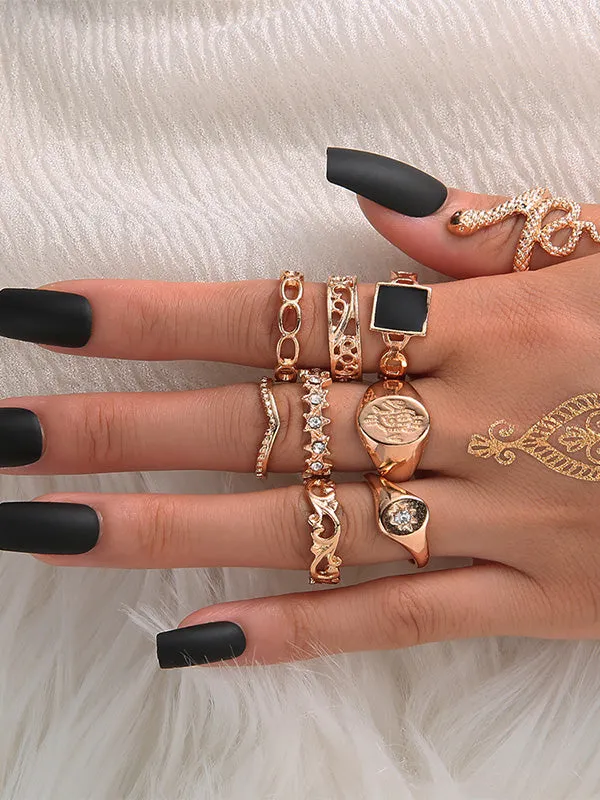 Snake Geometric Decor Ring Set