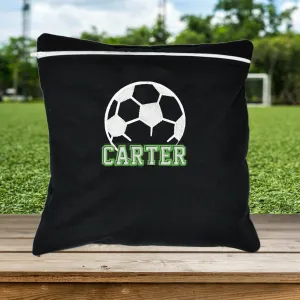 Soccer ball on Black Personalized Reusable Food Bag