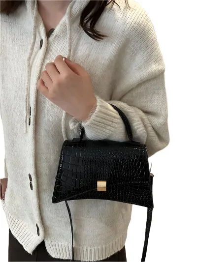 Solid Color PU Leather Handbag