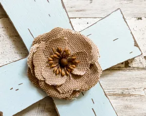 Spa blue farmhouse wooden wall cross