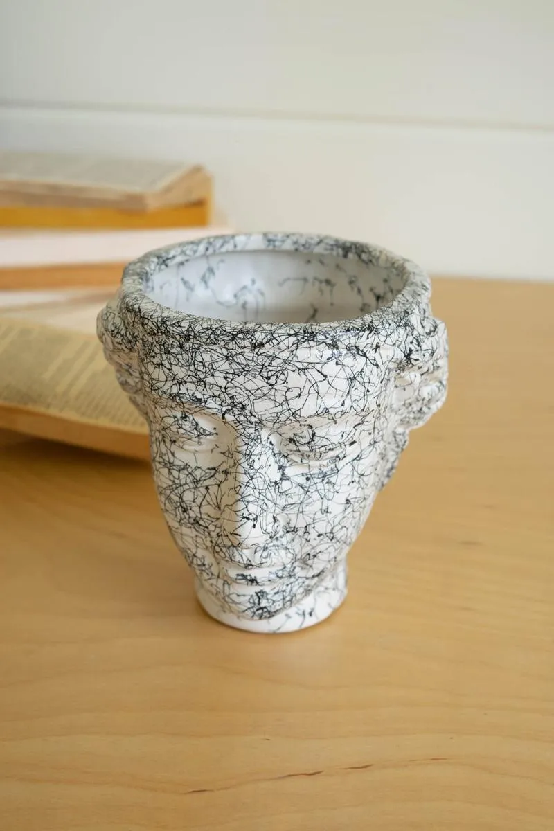 Splatter Paint Ceramic Face Vase