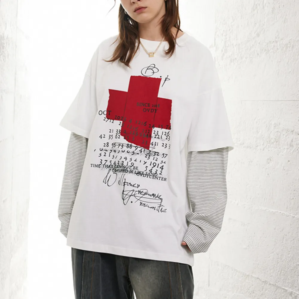 Spliced Pattern Stripe Sweatshirt