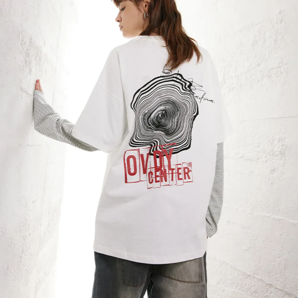 Spliced Pattern Stripe Sweatshirt