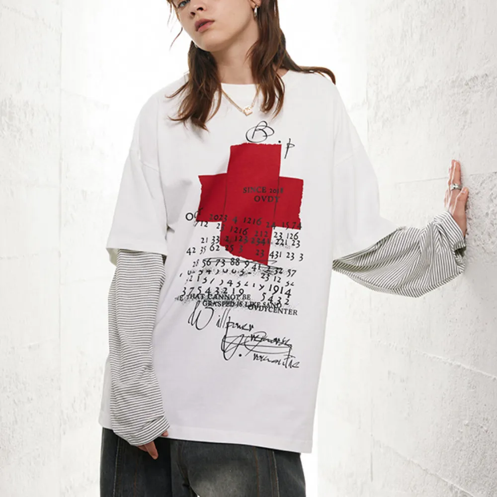 Spliced Pattern Stripe Sweatshirt