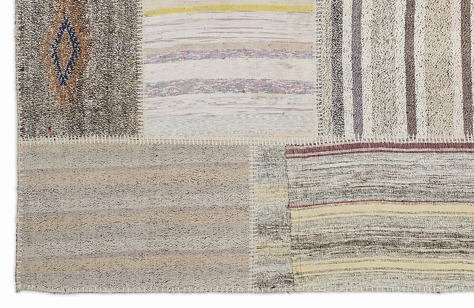 Stipred Over Dyed Rug | Patchwork Rug | Turkish Rug | Hand Weaving Rug  | Bedroom Rug | Wool Rug | Vintage Rug | Overdyed Rug | Striped Rug | Naturel Rug | Beige Rug | Boho Rug | 5'3'' x 7'7'' ft 160 x 230 cm