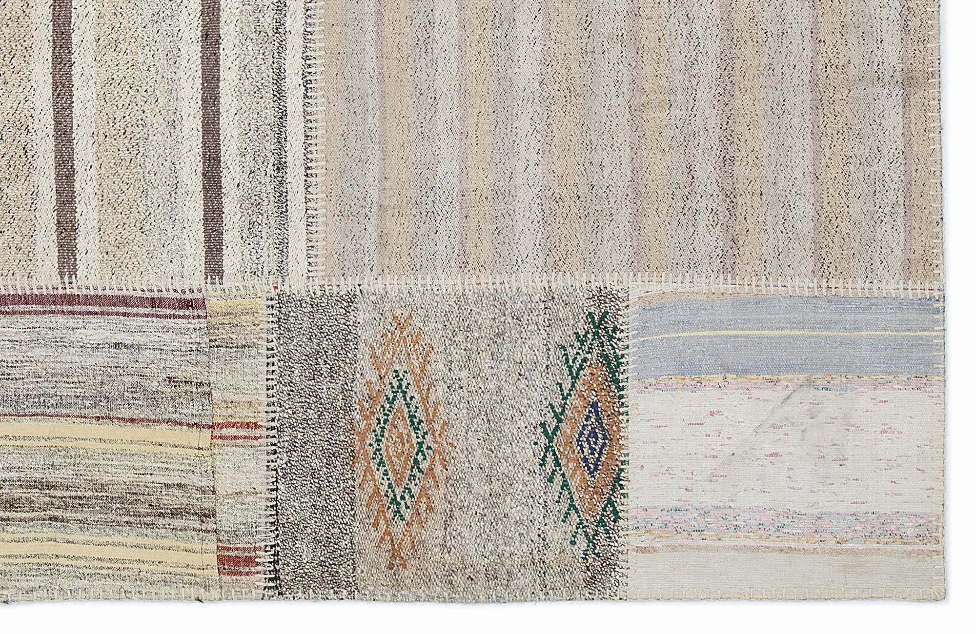 Stipred Over Dyed Rug | Patchwork Rug | Turkish Rug | Hand Weaving Rug  | Bedroom Rug | Wool Rug | Vintage Rug | Overdyed Rug | Striped Rug | Naturel Rug | Beige Rug | Boho Rug | 5'3'' x 7'7'' ft 160 x 230 cm