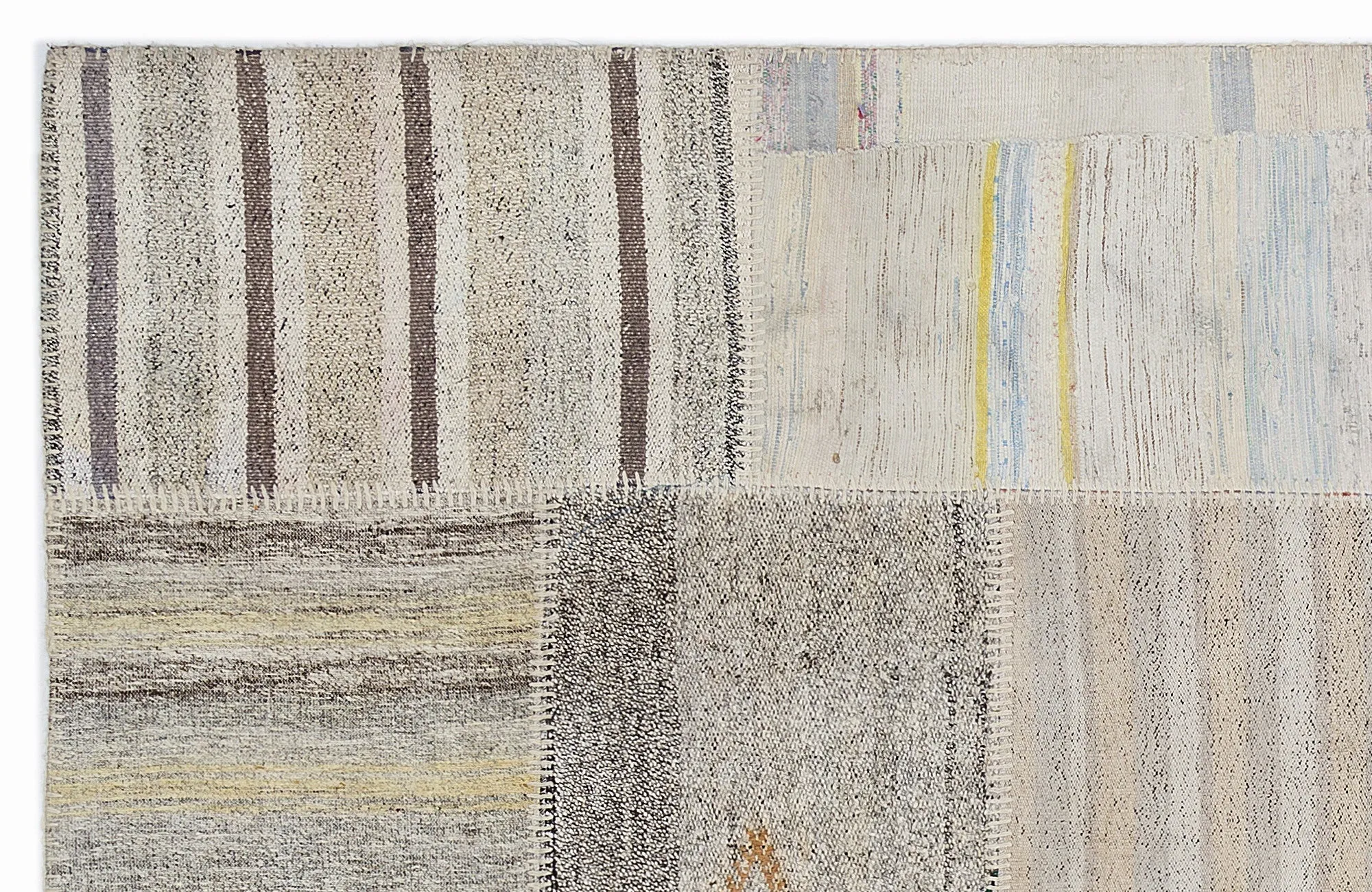 Stipred Over Dyed Rug | Patchwork Rug | Turkish Rug | Hand Weaving Rug  | Bedroom Rug | Wool Rug | Vintage Rug | Overdyed Rug | Striped Rug | Naturel Rug | Beige Rug | Boho Rug | 5'3'' x 7'7'' ft 160 x 230 cm