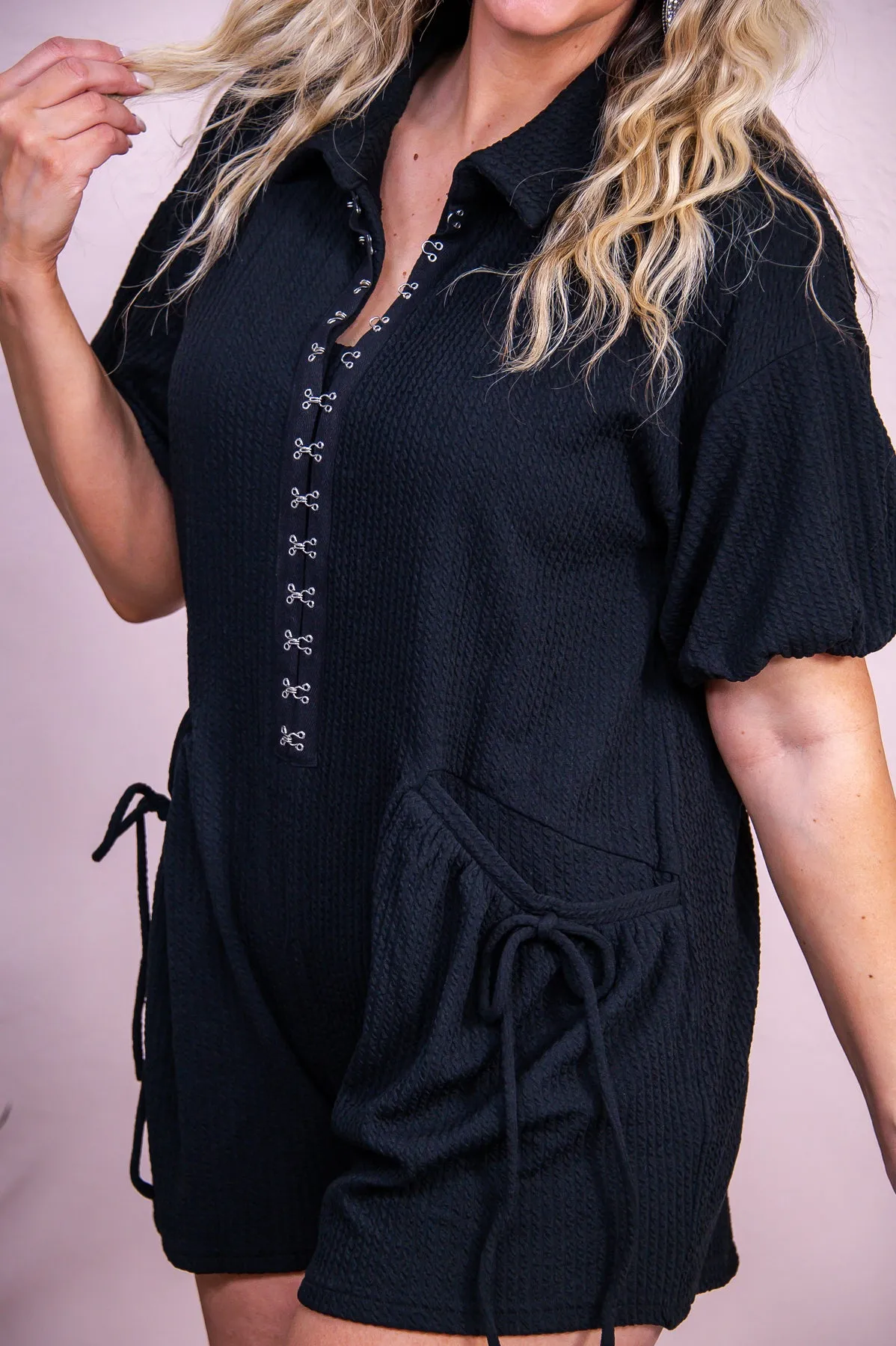 Street Style Black Solid Romper - RMP806BK