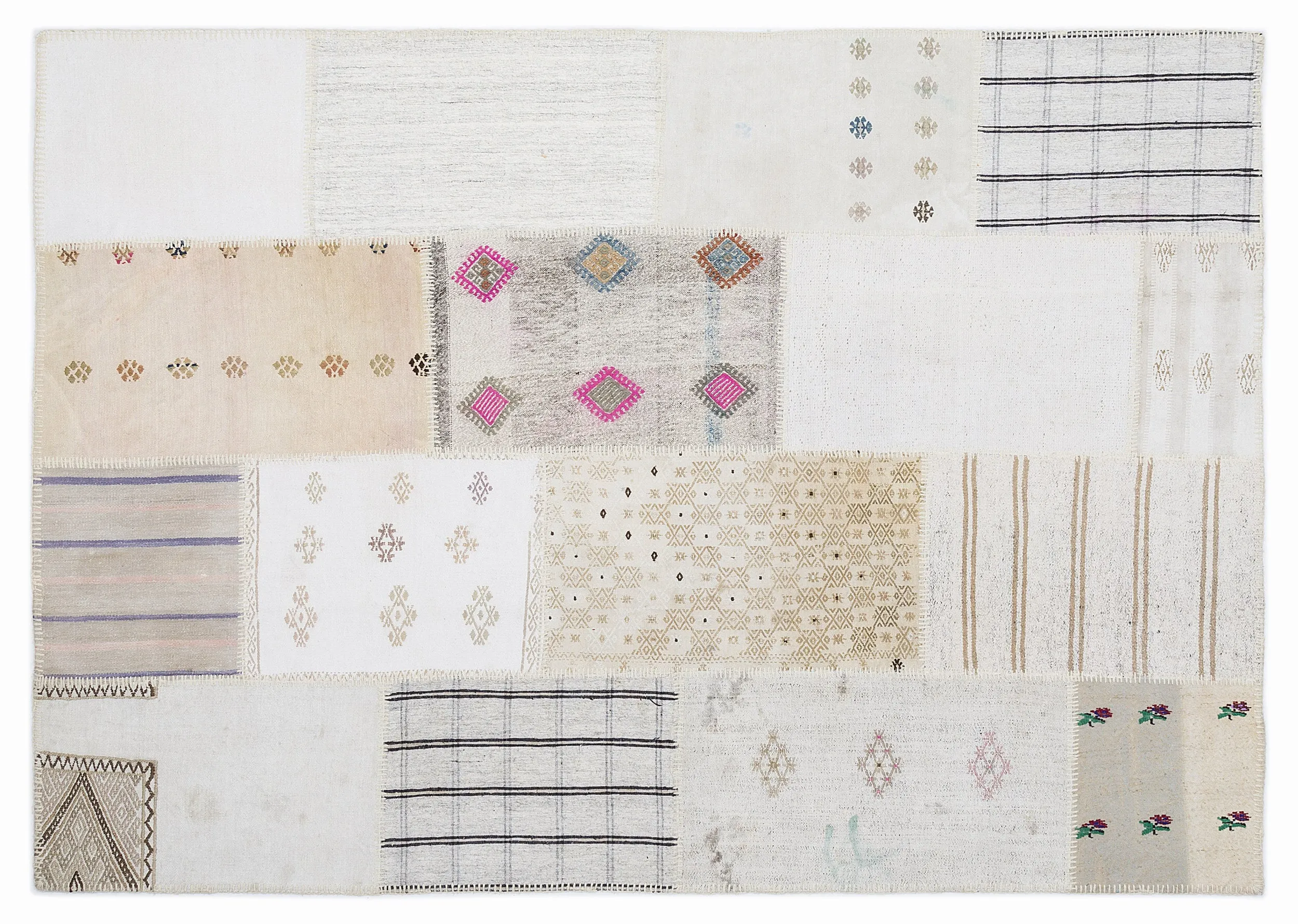 Striped Over Dyed Kilim Patchwork Unique Rug 5'3'' x 7'7'' ft 160 x 230 cm