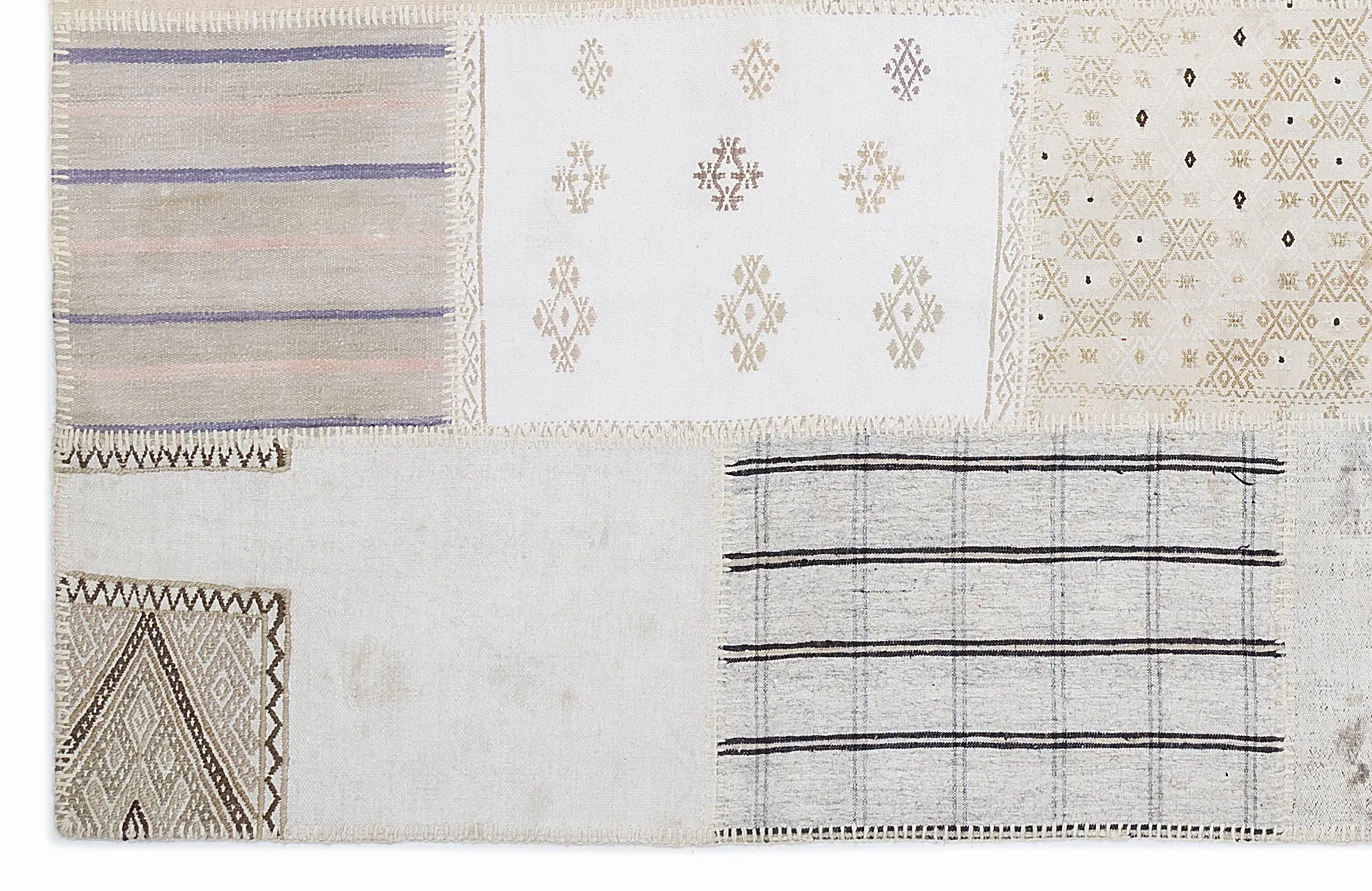 Striped Over Dyed Kilim Patchwork Unique Rug 5'3'' x 7'7'' ft 160 x 230 cm