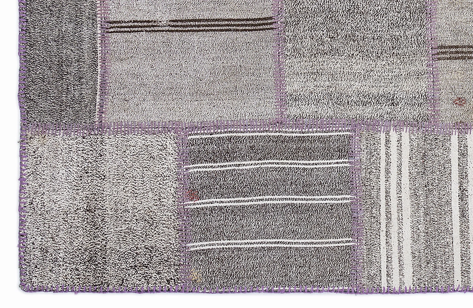 Striped Over Dyed Kilim Patchwork Unique Rug 5'3'' x 7'7'' ft 160 x 230 cm