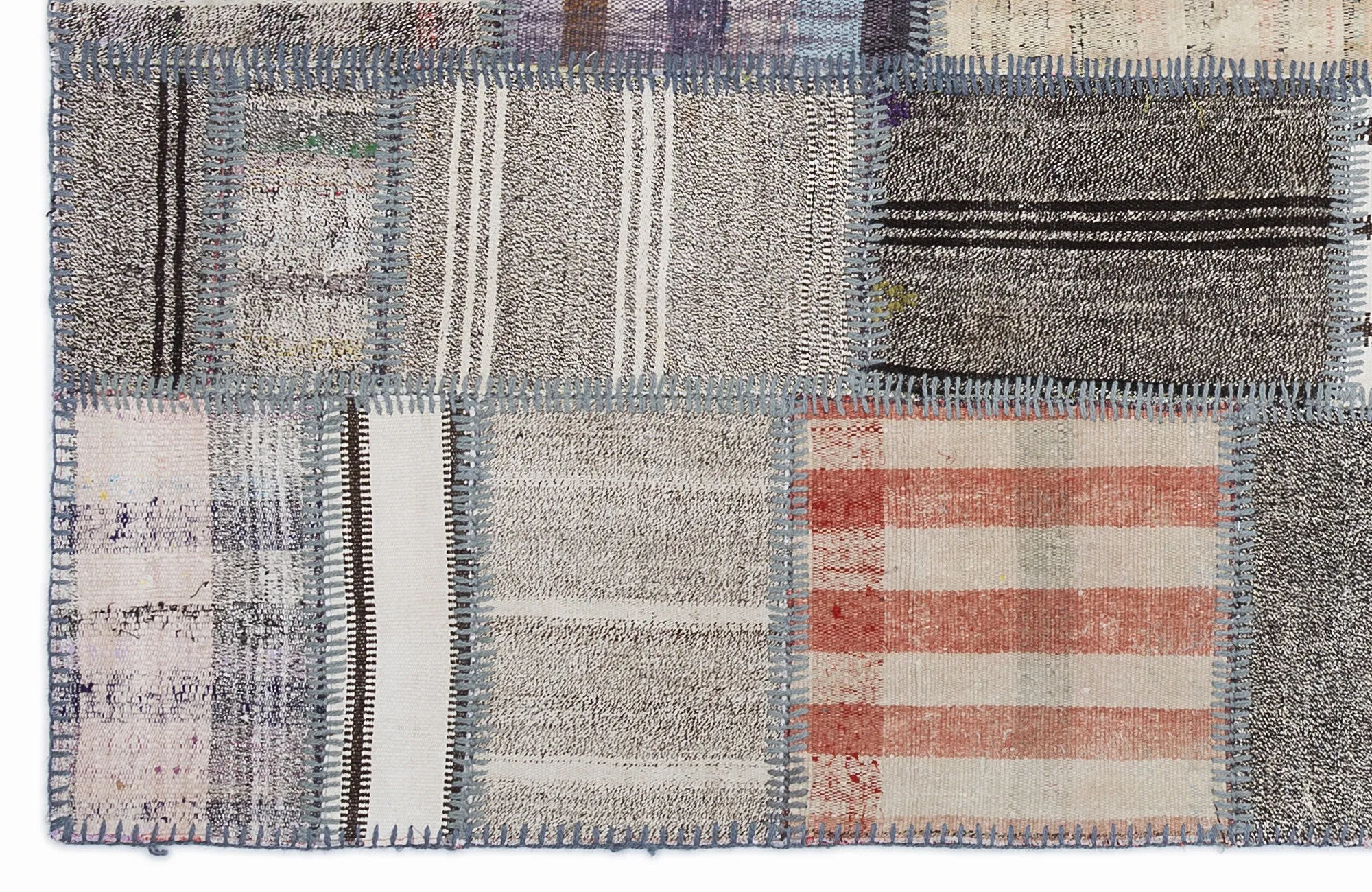 Striped Over Dyed Kilim Patchwork Unique Rug 5'3'' x 7'7'' ft 160 x 230 cm