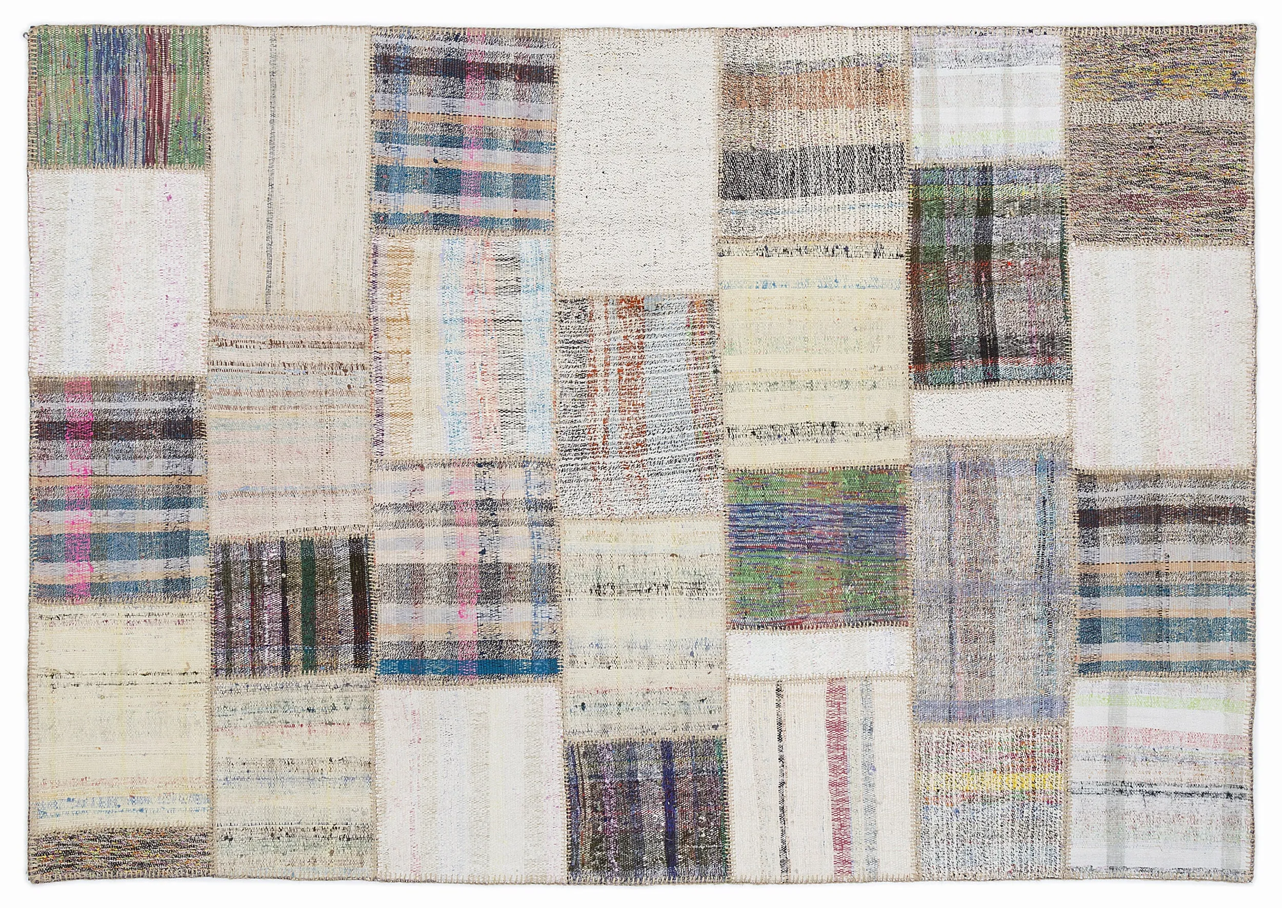 Striped Over Dyed Kilim Patchwork Unique Rug 5'3'' x 7'7'' ft 160 x 230 cm