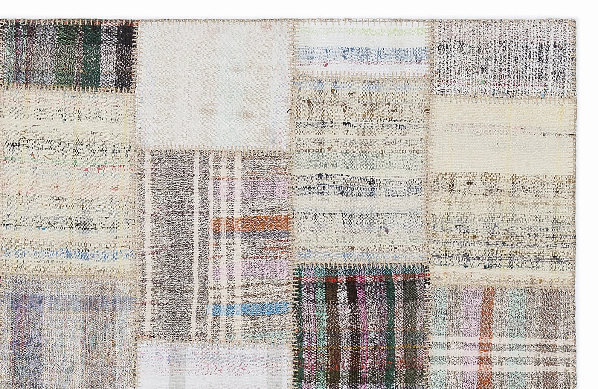 Striped Over Dyed Kilim Patchwork Unique Rug 5'3'' x 7'7'' ft 160 x 230 cm