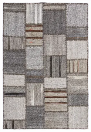 Striped Over Dyed Kilim Patchwork Unique Rug 5'3'' x 7'7'' ft 160 x 230 cm