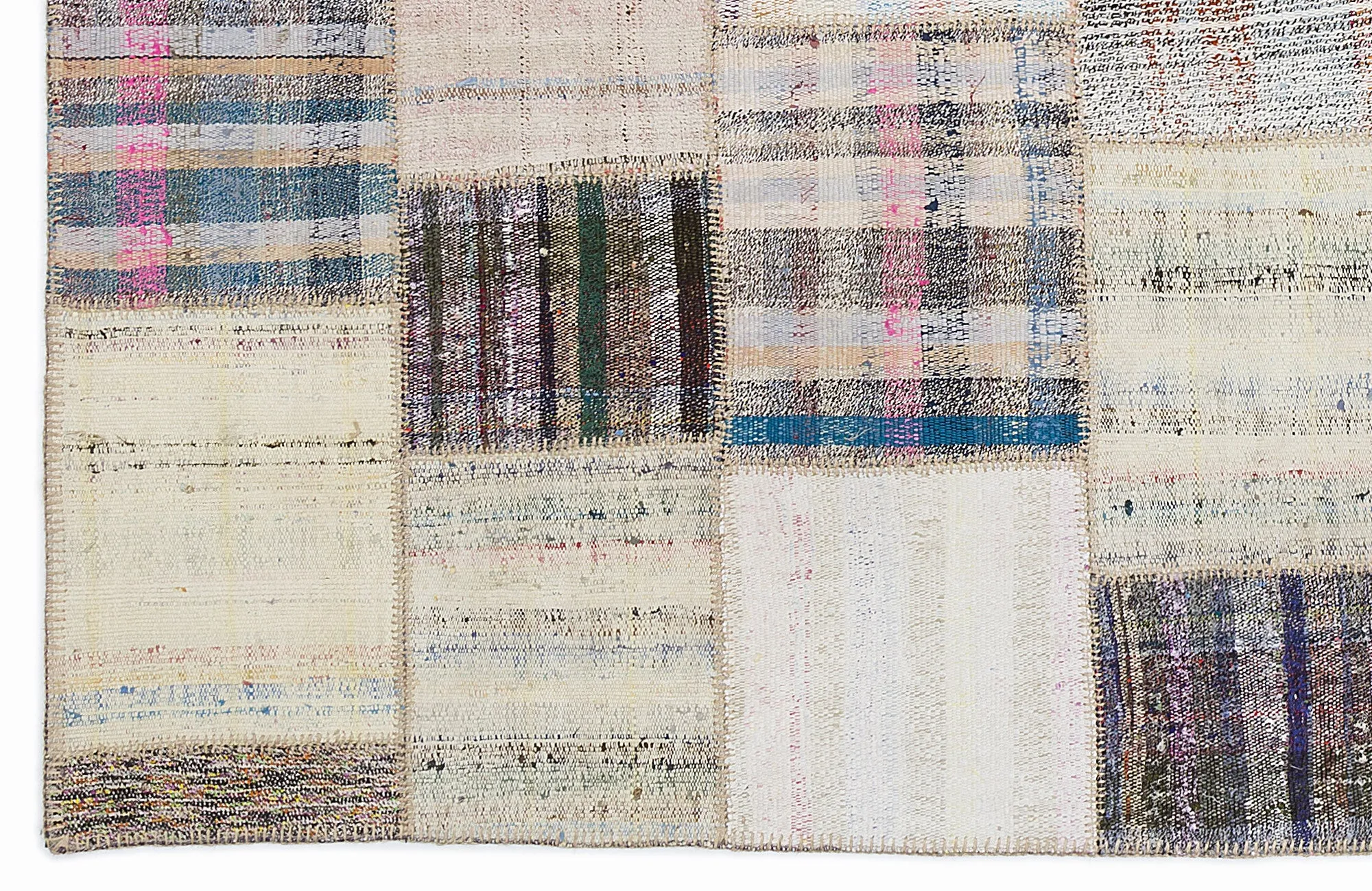 Striped Over Dyed Kilim Patchwork Unique Rug 5'3'' x 7'7'' ft 160 x 230 cm