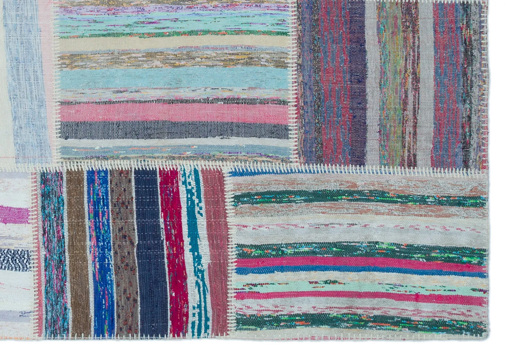 Striped Over Dyed Kilim Patchwork Unique Rug 5'3'' x 7'7'' ft 160 x 230 cm