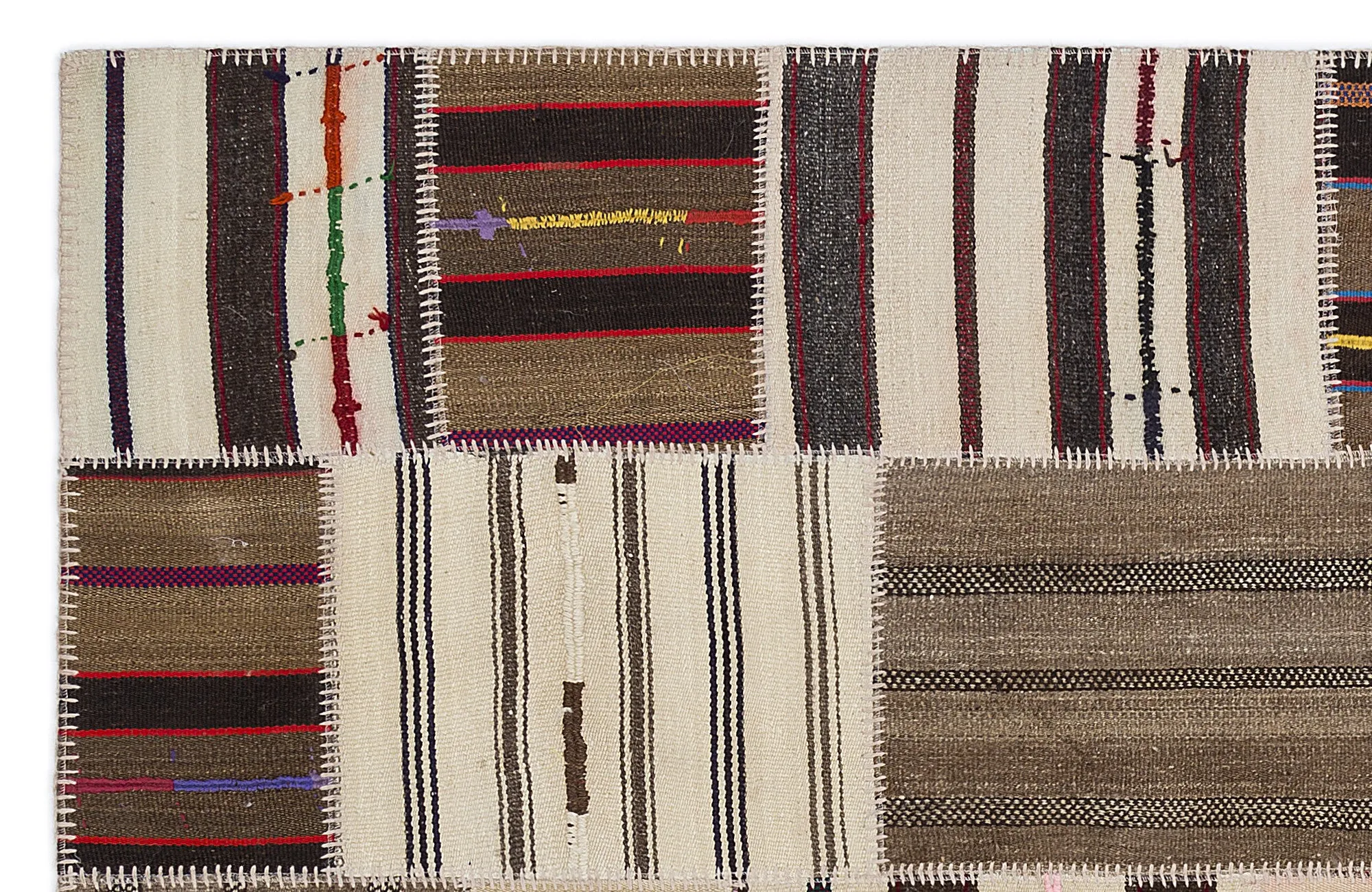 Striped Over Dyed Kilim Patchwork Unique Rug 5'3'' x 7'7'' ft 160 x 230 cm