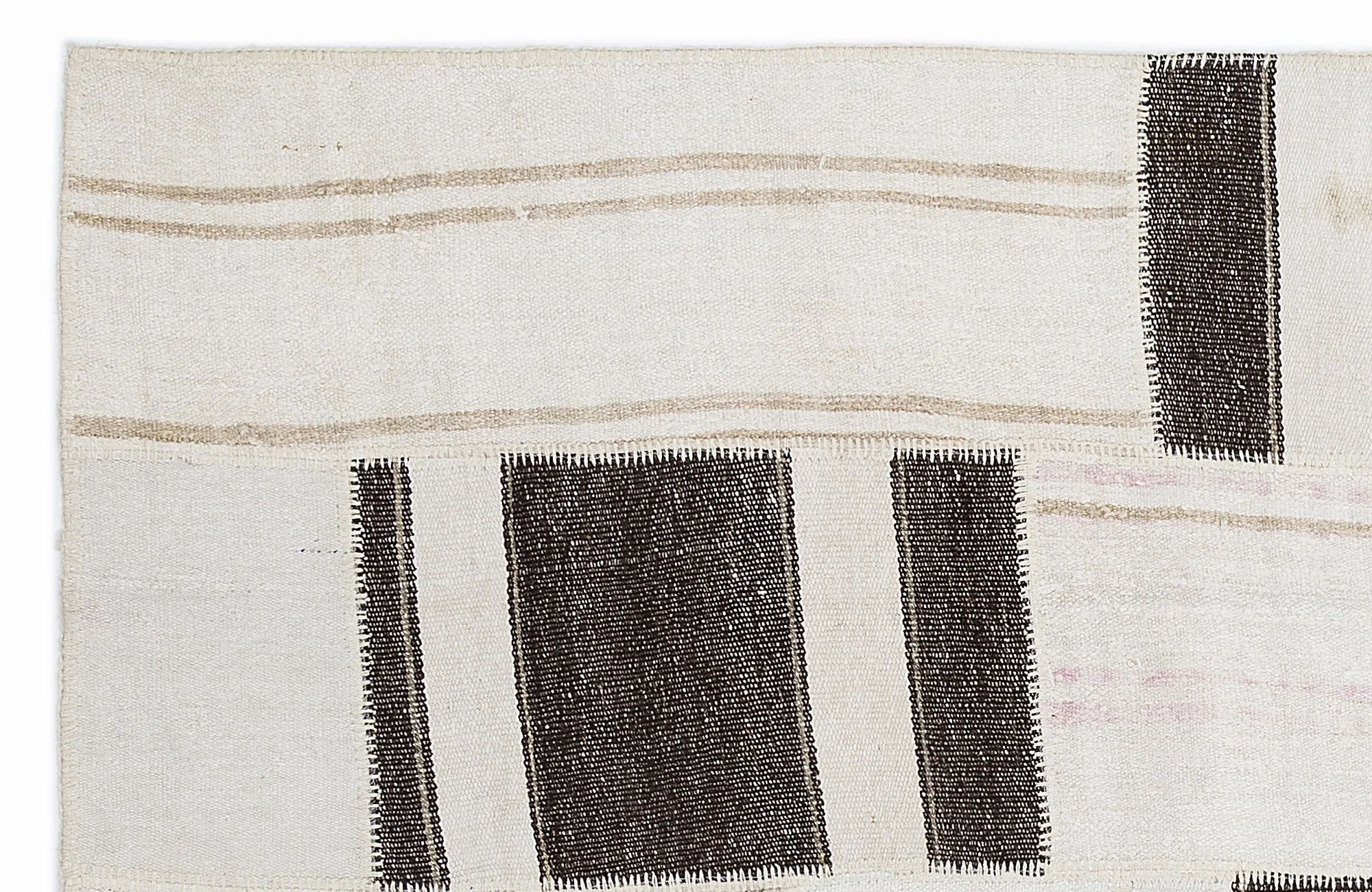 Striped Over Dyed Kilim Patchwork Unique Rug 5'3'' x 7'7'' ft 160 x 230 cm