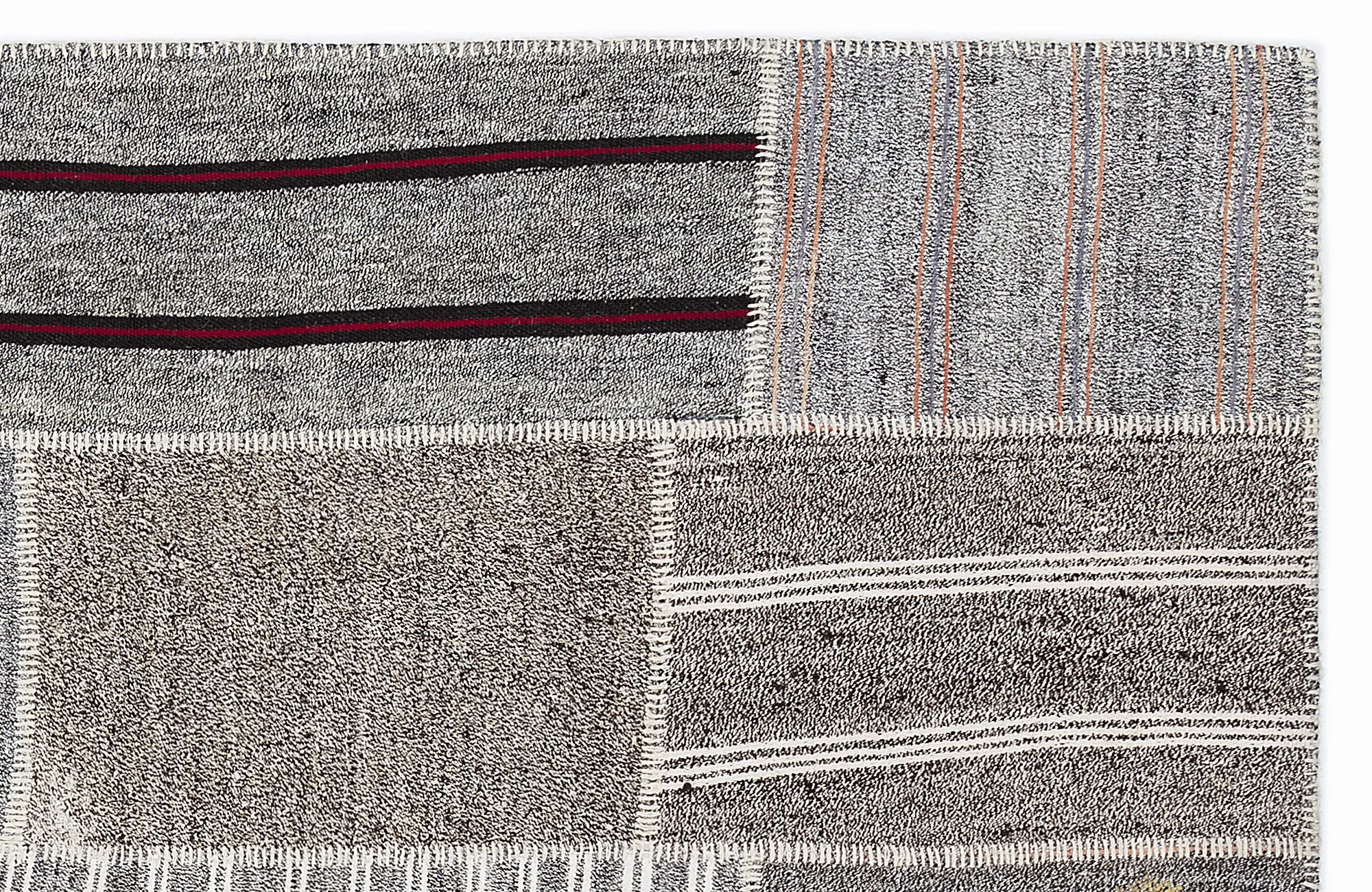 Striped Over Dyed Kilim Patchwork Unique Rug 5'3'' x 7'7'' ft 160 x 230 cm
