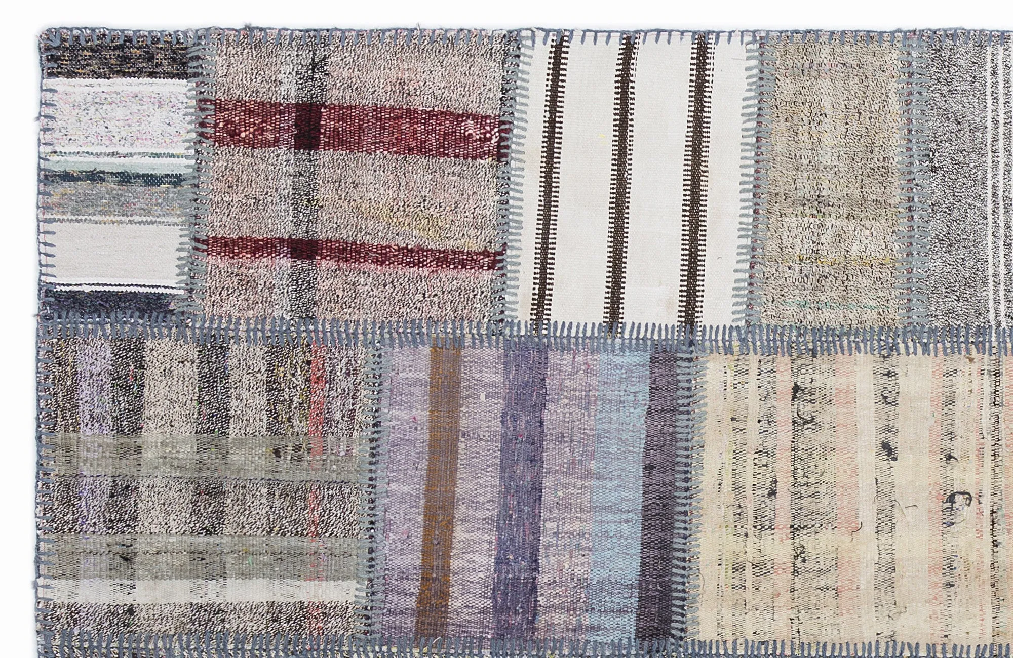 Striped Over Dyed Kilim Patchwork Unique Rug 5'3'' x 7'7'' ft 160 x 230 cm