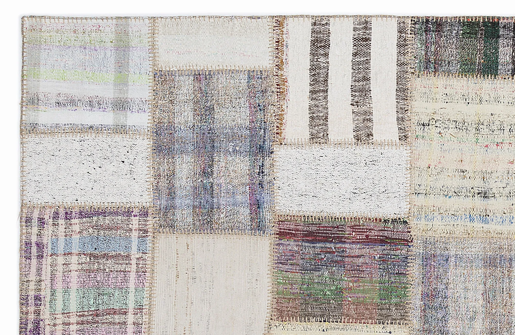 Striped Over Dyed Kilim Patchwork Unique Rug 5'3'' x 7'7'' ft 160 x 230 cm