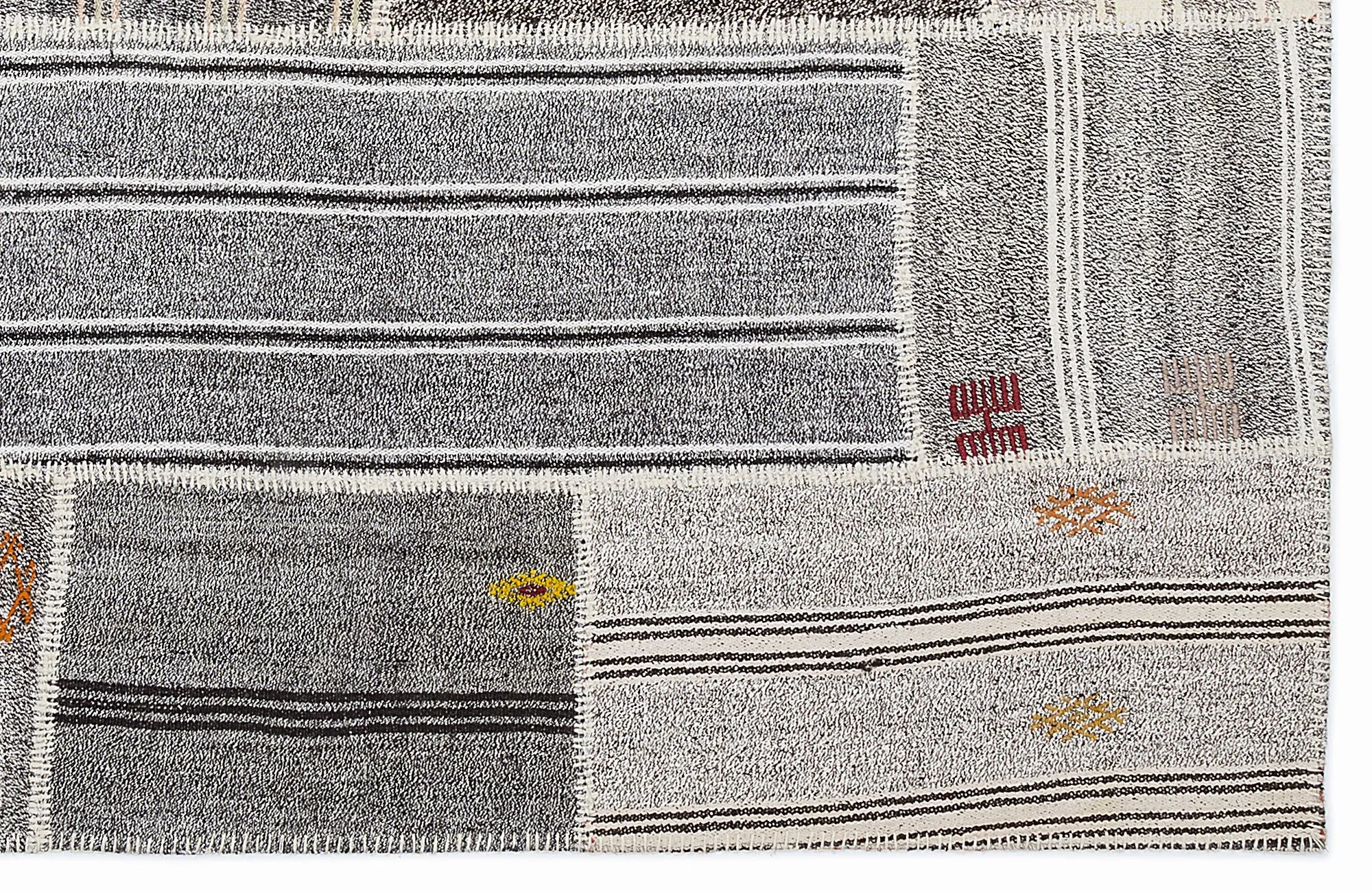 Striped Over Dyed Kilim Patchwork Unique Rug 5'3'' x 7'7'' ft 160 x 230 cm