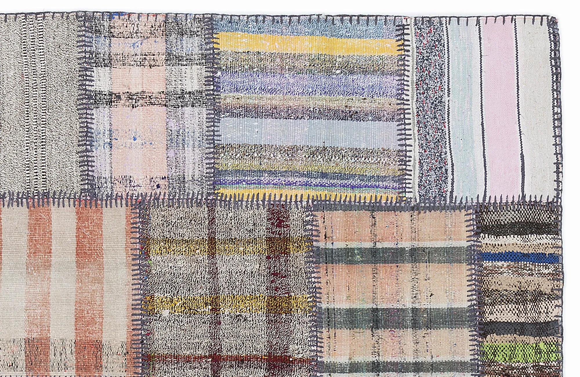 Striped Over Dyed Kilim Patchwork Unique Rug 5'3'' x 7'7'' ft 160 x 230 cm
