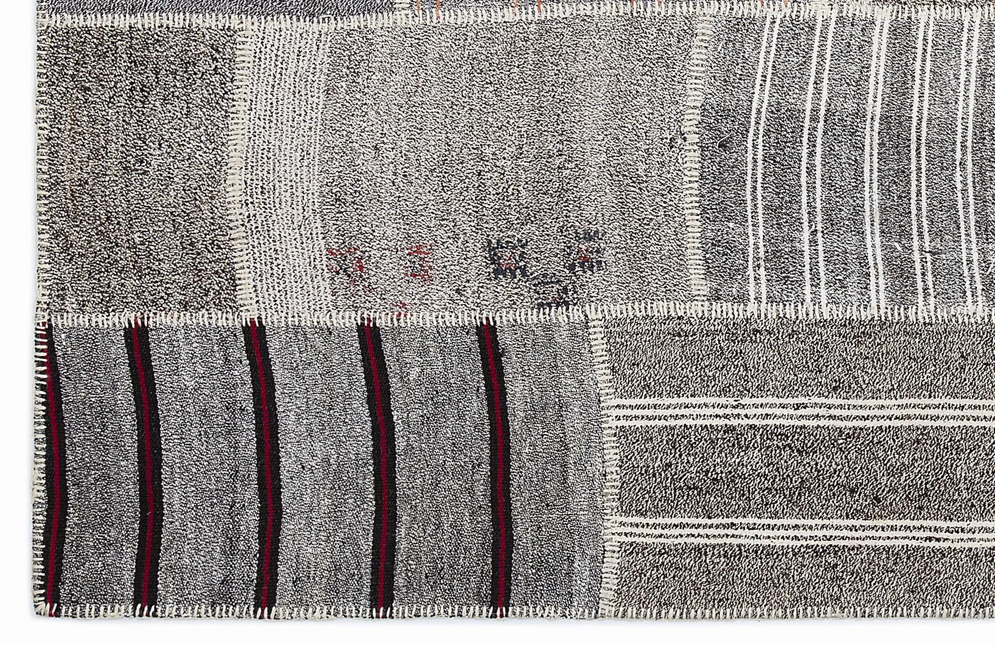 Striped Over Dyed Kilim Patchwork Unique Rug 5'3'' x 7'7'' ft 160 x 230 cm