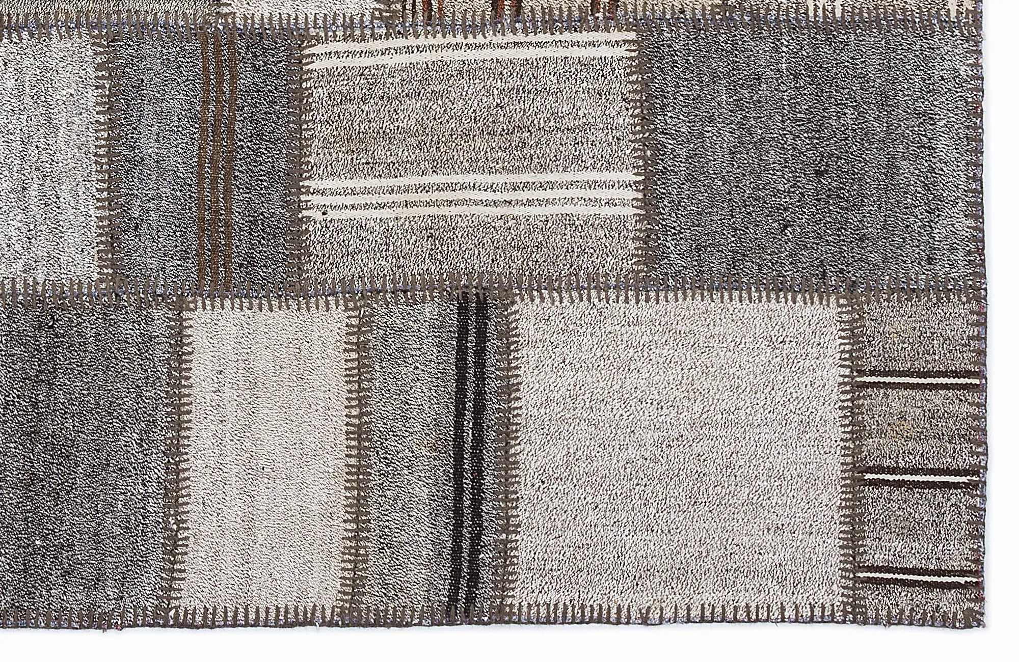 Striped Over Dyed Kilim Patchwork Unique Rug 5'3'' x 7'7'' ft 160 x 230 cm
